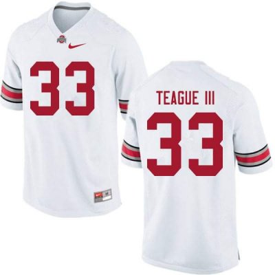 NCAA Ohio State Buckeyes Men's #33 Master Teague III White Nike Football College Jersey IMF8645IK